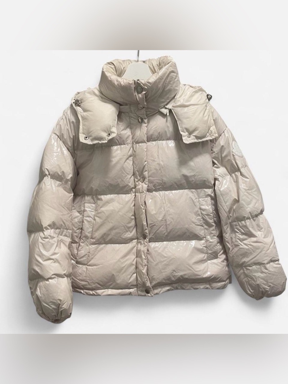Moncler Hooded Down Jacket - Iridescent Cream